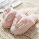 Chaussons fourrure lapin rose