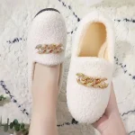 Chaussons Mocassins Fourrure Blanc