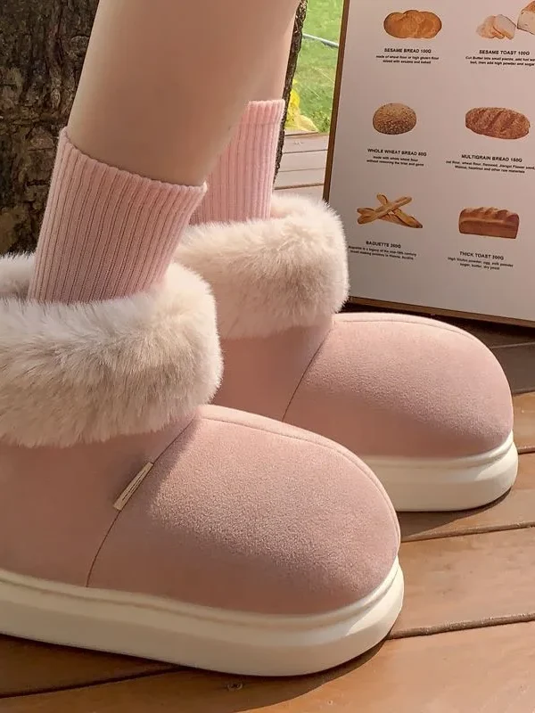 Chaussons Bottines Fourrure Rose