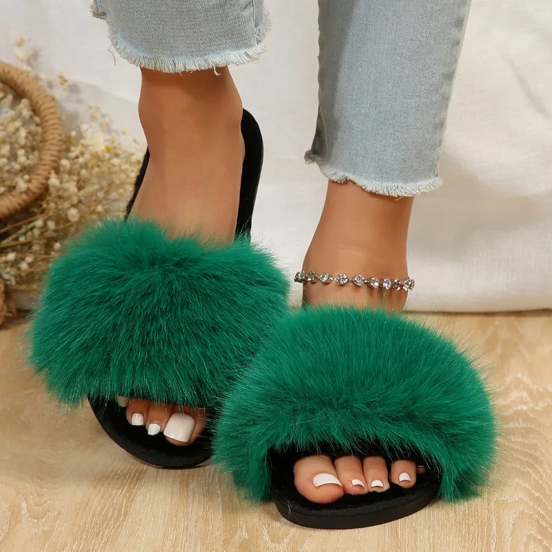 Chaussons Fourrure Vert