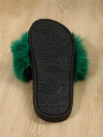 Chaussons Fourrure Semelle Vert