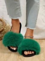 Chaussons Fourrure Vert