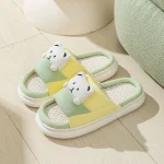 Chaussons Animaux Nounours Lin Jaune