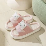 Chaussons Animaux Nounours Lin Rose