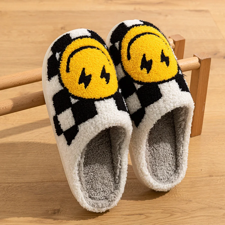 Chaussons Smiley sourire électrique à Carreaux