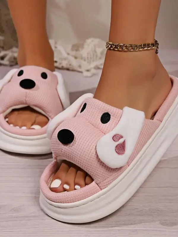 Claquettes en lin en forme de chien animaux