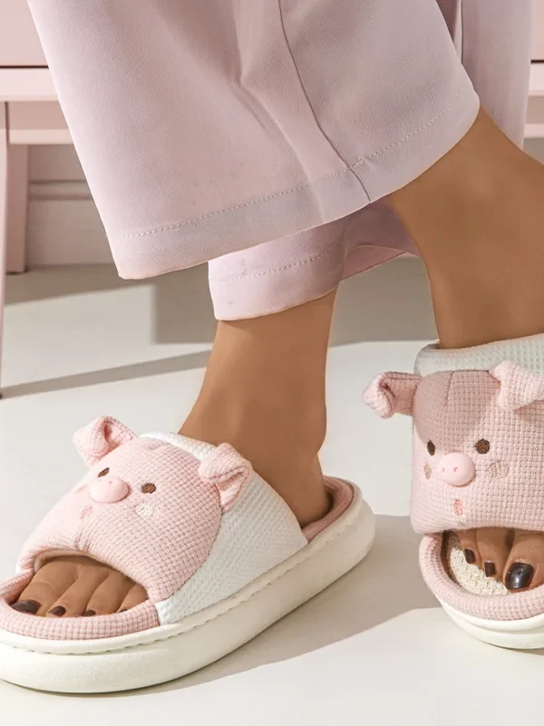 Claquettes Animaux Kawaii Cochon Lin
