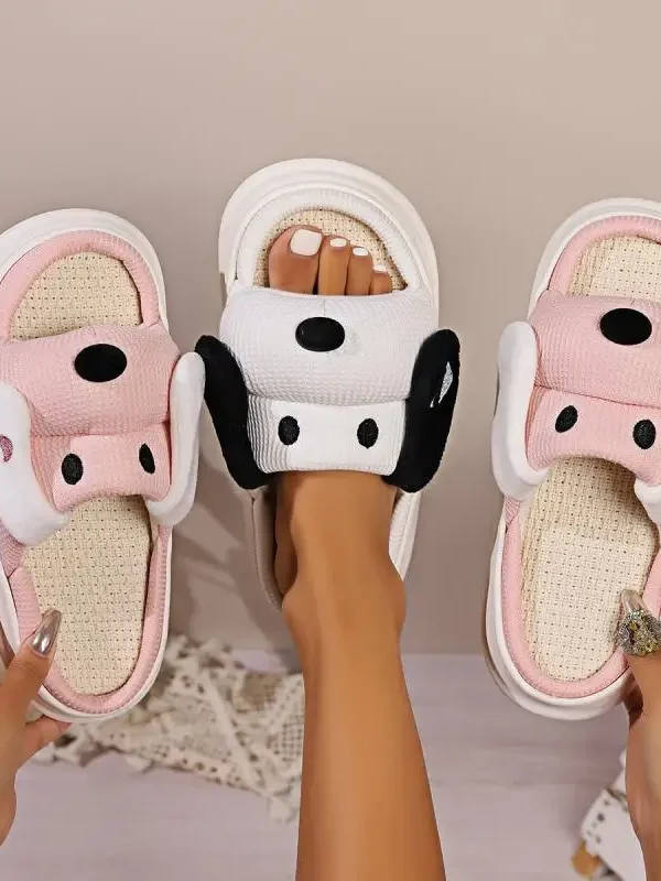 Claquettes chien animaux lin
