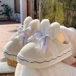 Chaussons Femme Fourrure Lapin noeud papillon