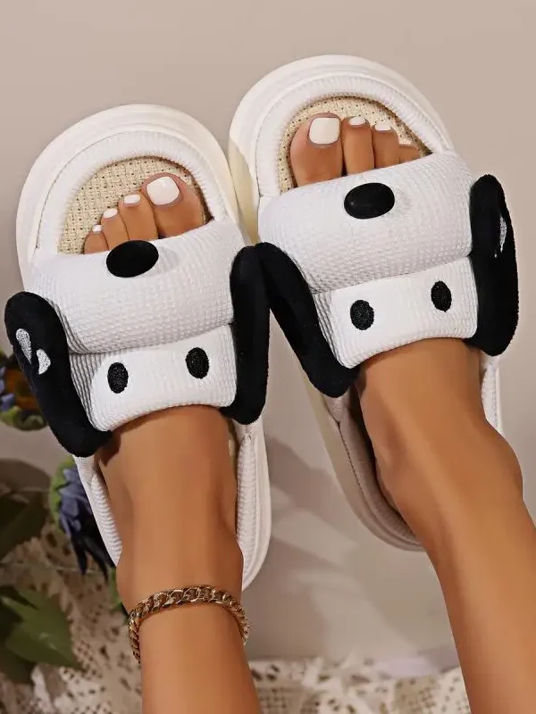 Claquettes animaux chien en lin