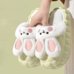 Chausson Fourrure Femme Lapin Kawaii Vert