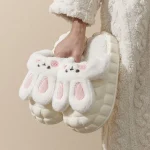 Chaussons Fourrure Femme Lapin Kawaii Blanc