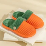 Chausson Chaud Moelleux Mule Orange et Vert