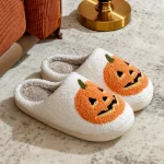 Chausson Halloween Citrouille blanc