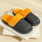 Chausson Chaud Moelleux Mule Noir et Orange