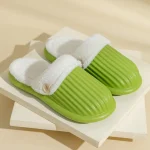 Chausson Chaud Moelleux Mule Blanc et Vert