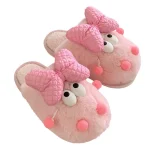 Chaussons mignons en peluche avec nœud papillon pour un cadeau original